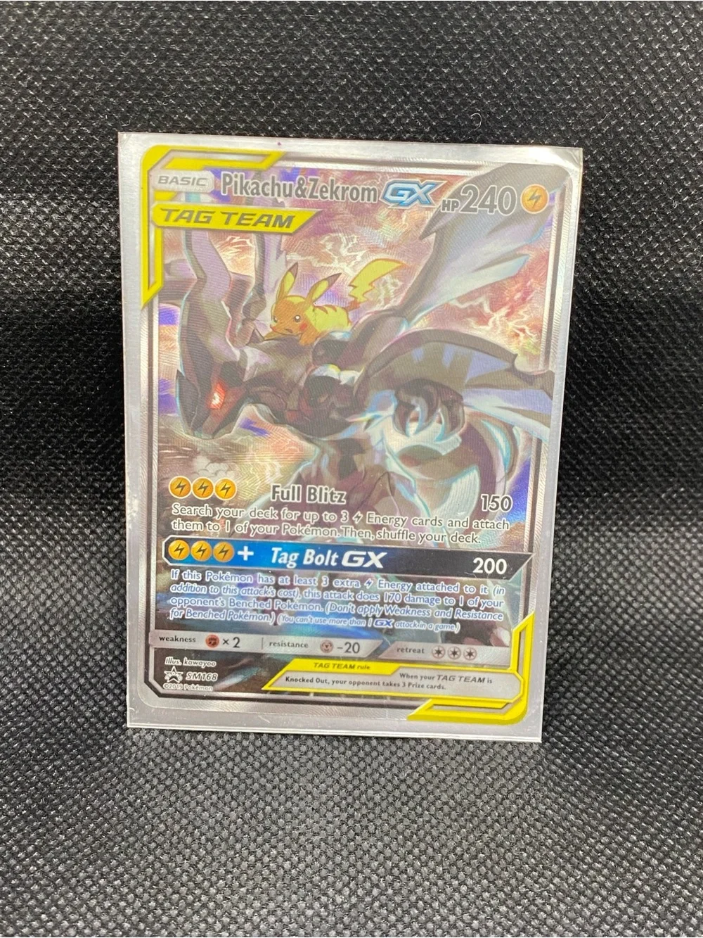 Pokemon Pikachu & Zekrom GX Tag Team Card - Yellow, Silver, Black